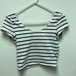 Black and white striped crop top